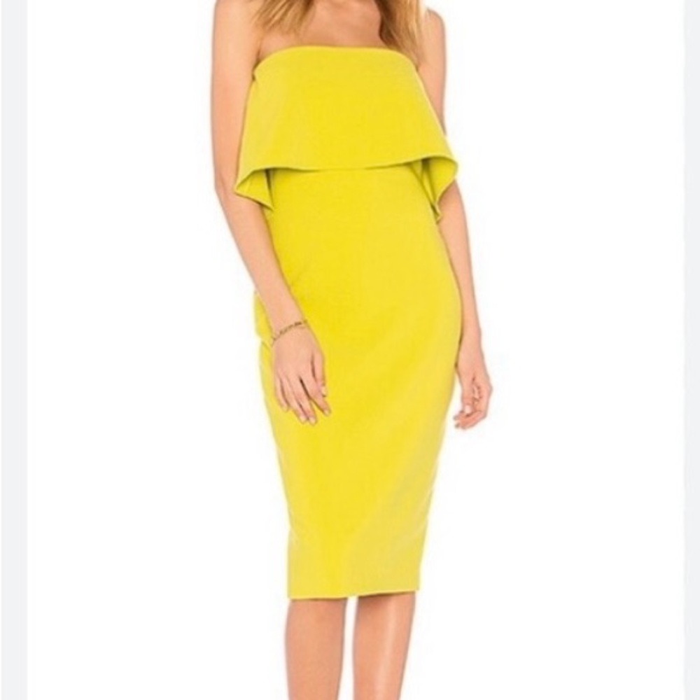 Likely Strapless Neon Yellow Dress